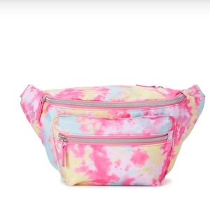Nylon waist fanny pack tie dye pink streetwear